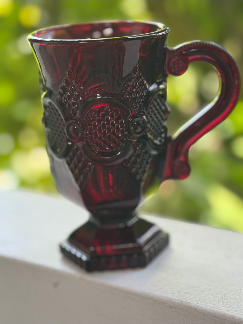 AVON Ruby Red Cape Cod Footed Pedestal Mug Holiday Collectable - Picture 8 of 10